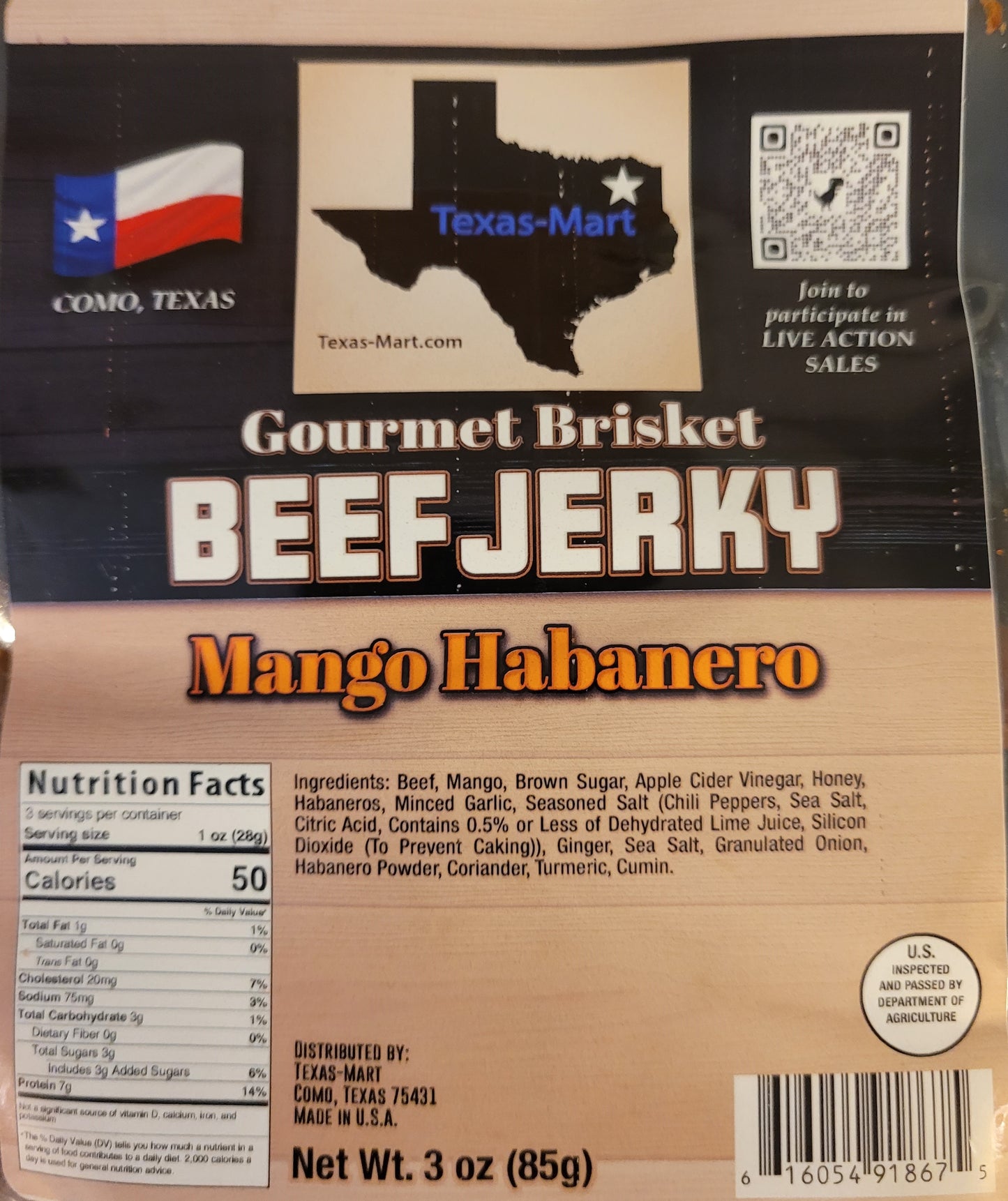 Mango Habenero Gourmet Brisket Beef Jerky
