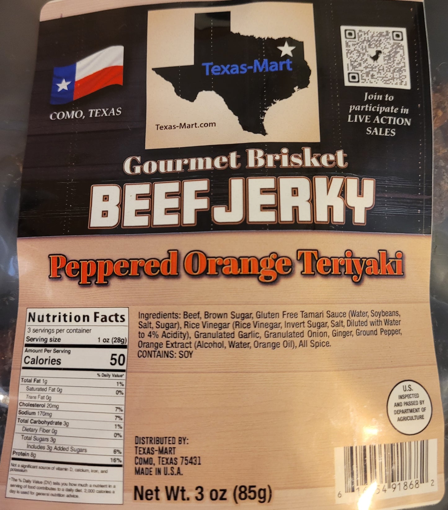 Peppered Orange Teriyaki Gourmet Brisket Beef Jerky