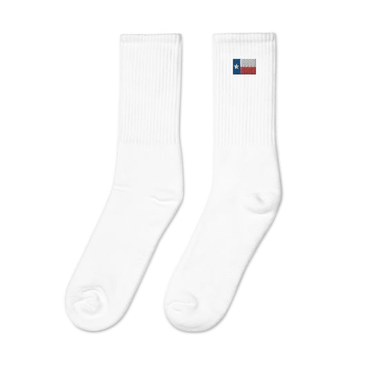 Texas Flag Embroidered Socks